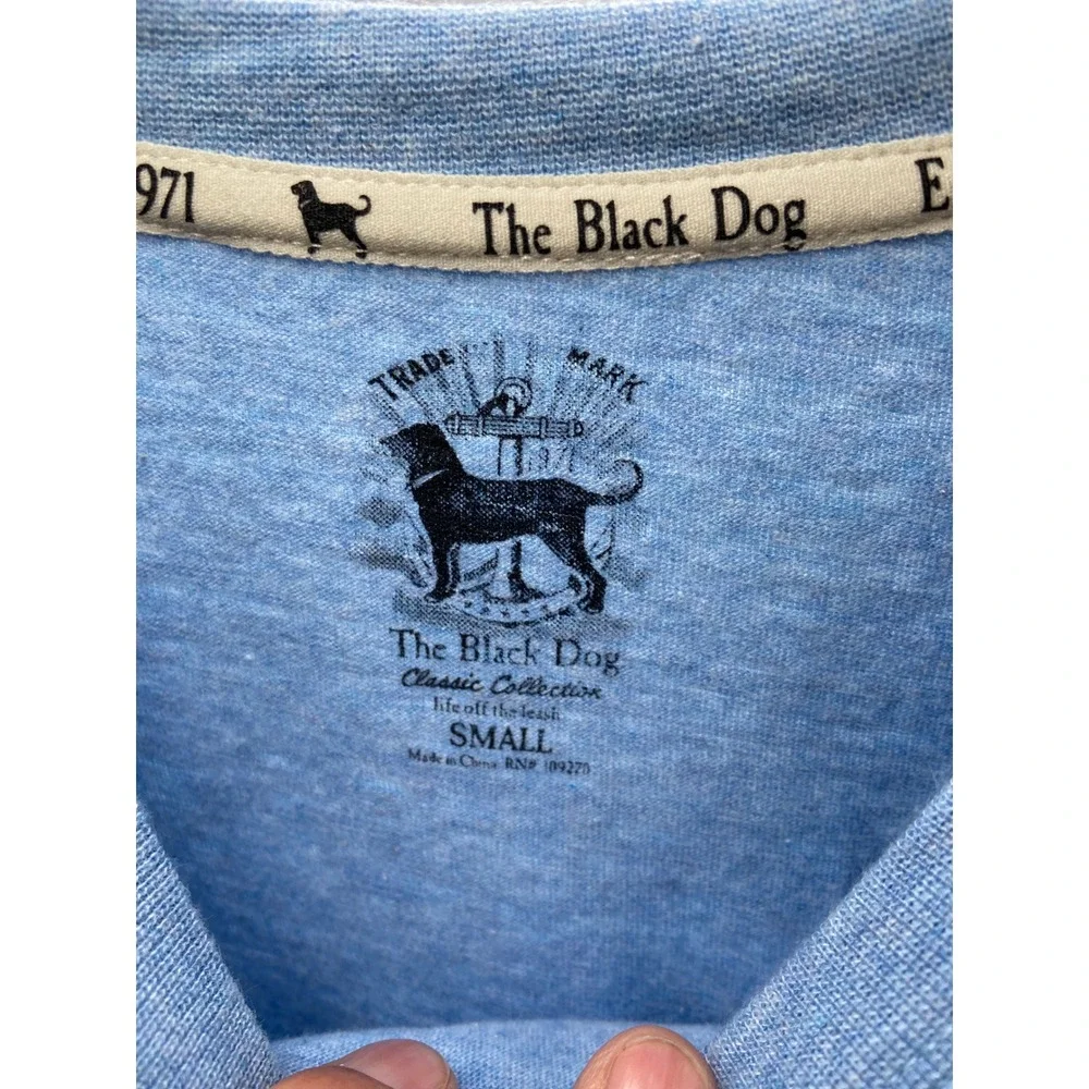 The Black Dog Long Sleeve T Shirt Blue Nantucket Graphic Crew Neck Small